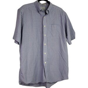 L.L Bean Men’s Button Down Blue Plaid Short Sleeve Shirt